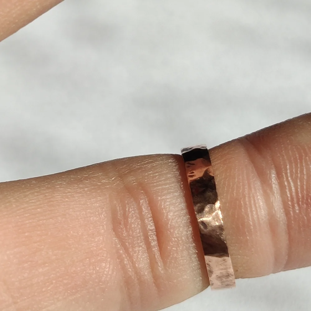 Copper Ring Size 3.75 Band Minimal Texture Hammered Solid Handcrafted Made USA - Picture 8 of 8